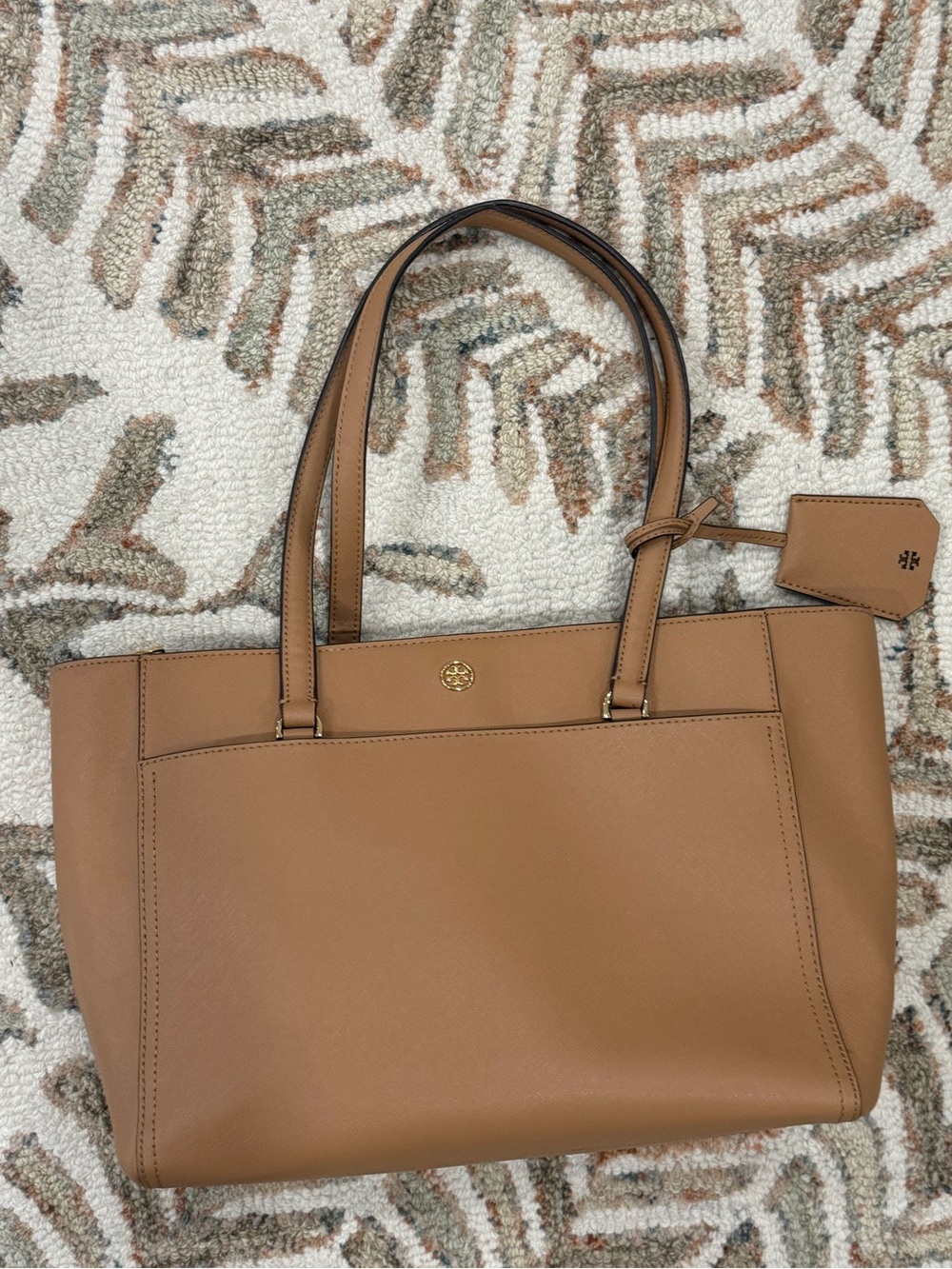 Tory Burch Tan Leather Structured Tote